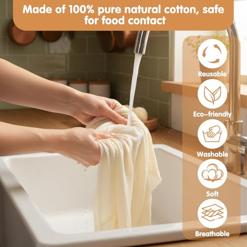 6 Pcs Cheese Cloths for Straining, 20 x 20 Inch Muslin Cloths Reusable Cotton Cheesecloth Square Precut Fabric Filter for Straining Milk Yogurt Juicing Cooking Baking