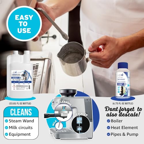 Caffenu Universal Milk System Cleaner, Alkaline Liquid, 1 Liter Bottle