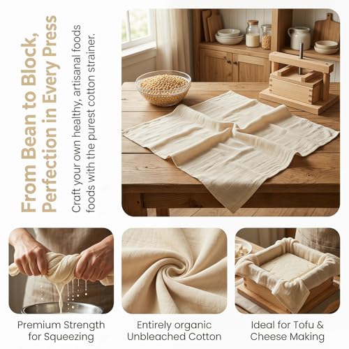 Grade 90 Cheese Cloth for Straining & Cooking,40x40 Inch,Hemmed Edges,100% Unbleached Cotton for Basting Turkey, Canning, Straining, Cheesemaking