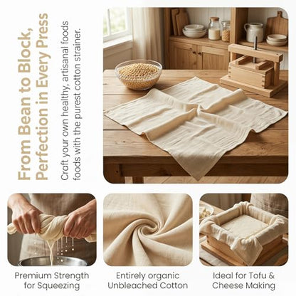 Grade 90 Cheese Cloth for Straining & Cooking,40x40 Inch,Hemmed Edges,100% Unbleached Cotton for Basting Turkey, Canning, Straining, Cheesemaking