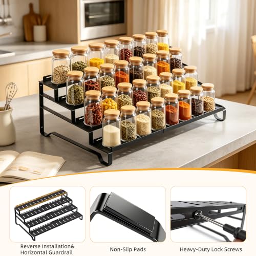 Attelite 4 Tier Expandable Can Rack Organizer for Pantry, Adjustable 13"-21" Metal Soda Can Organizer, Pantry Organization Canned Food Storage Holder for Kitchen Cabinet Countertop, Black 2Pack - size: 4tier*2pack