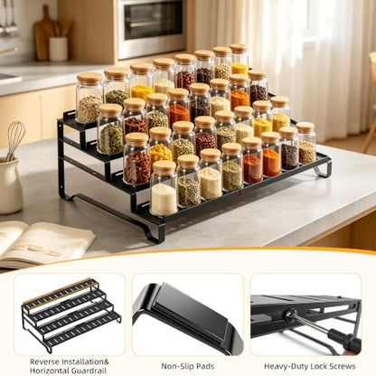 Attelite 4 Tier Expandable Can Rack Organizer for Pantry, Adjustable 13"-21" Metal Soda Can Organizer, Pantry Organization Canned Food Storage Holder for Kitchen Cabinet Countertop, Black 2Pack - size: 4tier*2pack