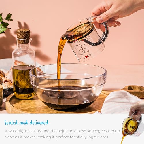 Dreamfarm Upcup All-in-1 Adjustable Measuring Cup, Metric & Imperial Measurements up to 1 Cup - Black/Clear | Measures dry and liquid ingredients and scrapes itself clean, easy-to-read metric and imperial measurements, microwave safe - size: Measures: 1 C