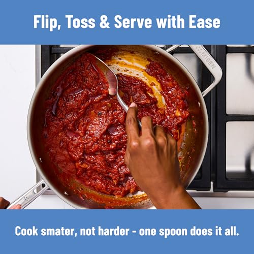 Misen Scraper Chef Spoon – Stainless Steel Cooking Spoon and Spatula Hybrid for Flipping Burgers Tossing Vegetables Scraping Pots Serving Casseroles and Everyday Kitchen Prep - style: Scraper Spoon