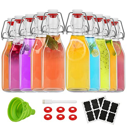 ZEBEIYU 10 Pack Swing Top Glass Bottles 8.5 oz,Flip Top Beer Brewing Bottles for Kombucha, Homemade, Kefir, Water, Beverages, Soda, Oil, Vinegar, Fermentation,Limoncello - size: 8.5 oz