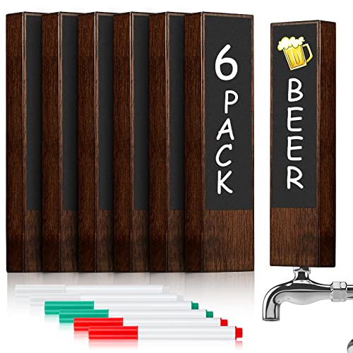 Juexica 6 Pack Oktoberfest Decoration Wood Chalkboard Beer Keg Tap Handle with Chalk Markers Bar Drink Gift for Threading Beer Faucet Restaurant Wedding Party