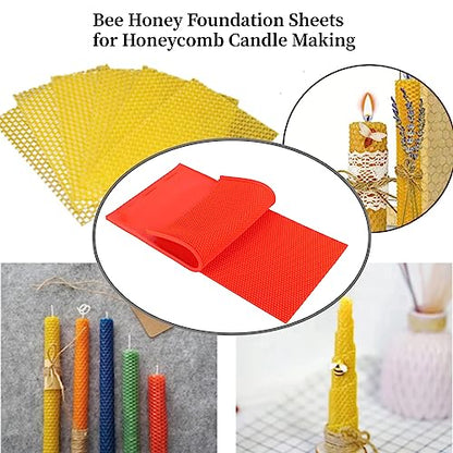 AUNMAS 2 Pack Beeswax Foundation Sheets, 17.3x9.1in Beekeeping Wax Press with Comb Texture, Reusable Rubber Base for Honeycomb Making (5.4mm Thick)