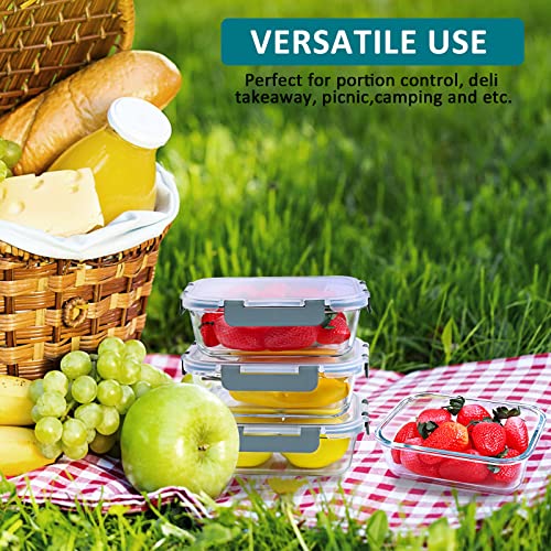 M MCIRCO [5-Packs, 30 Oz] Glass Meal Prep Containers with Snap Locking Lids Glass Food Containers,Airtight Lunch Container,Microwave, Oven, Freezer and Dishwasher - size: 5pcs
