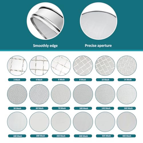 304 Stainless Steel Mesh Lab Sieve, 120 Mesh (0.125mm) Aperture Test Sieve, 7.9Inch(20cm) Diameter Economy Standard Analysis Sample Test Sieves for Industrial Laboratory Homes - size: 120Mesh(0.125mm)/Ф7.9in