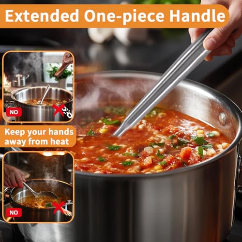 Deep Stainless Steel 13.7 Inches Newness Soup Ladle,[Rustproof, Heat Resistance, Integral Forming]Resilient 304 Stainless Steel Soup Spoon with Vacuum Ergonomic Round Handle, Cooking Spoon for Kitchen - size: Length:13.7 Inches (34.7 cm)