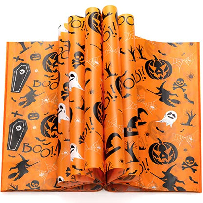 100 Pcs Wax Paper for Food, Halloween Wax Paper Sheets Sandwich Wrap Paper Deli Wraps, Waterproof Oil-proof Picnic Basket Liners with Pumpkin Ghost Hat Pattern for Kitchen Handmade Food - color: Pumpkin