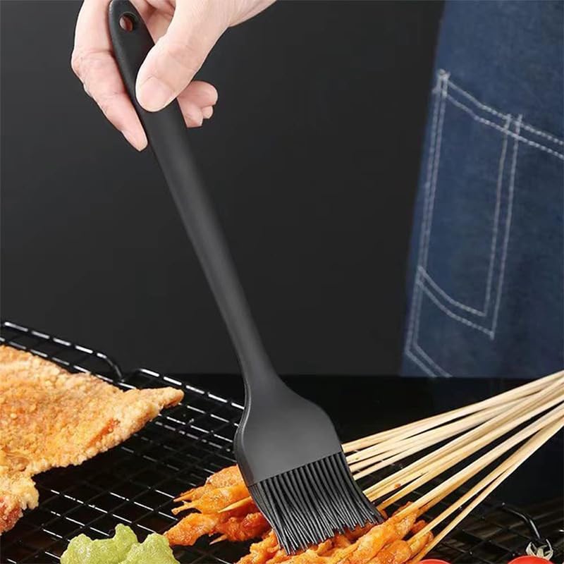 2 Pack Basting Brushes Silicone Heat Resistant Pastry Brushes Spread Oil Butter Sauce Marinades for BBQ Grill Barbecue Baking Kitchen Cooking (Black+Orange)