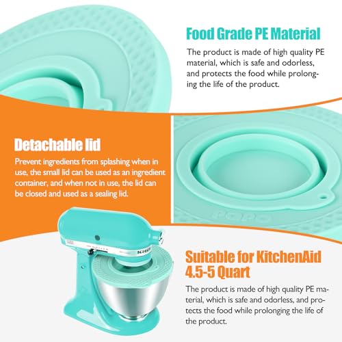 Silicone Mixers Bowl Cover Compatible with KitchenAid 4.5-5 Quart Tilt-Head Stand Mixers Bowl,with Collapsible Small Bowl(Green) - color: Green