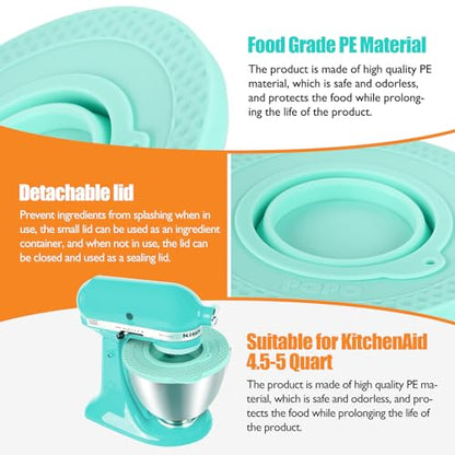 Silicone Mixers Bowl Cover Compatible with KitchenAid 4.5-5 Quart Tilt-Head Stand Mixers Bowl,with Collapsible Small Bowl(Green) - color: Green