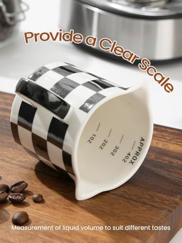 ABRUTY Espresso Cups, 5 OZ Ceramic Double Spouts Cups, Espresso Shot Cup with Handle and Measuring, Small Coffee Mugs Accessories for Espresso Machine Set Suitable for Milk Syrup - color: Square (2 Pack)