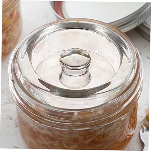 STOBAZA Glass Fermentation Weights for Wide Mouth Jars, 2 Pieces, 3.5 Inch Round, Clear
