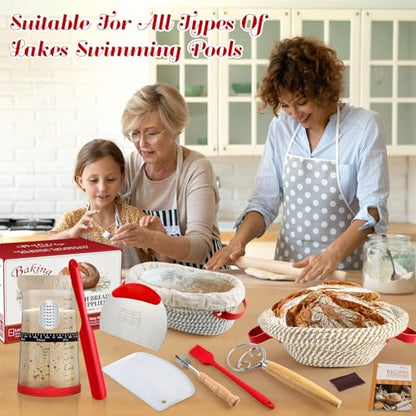 Sourdough Starter Kit,Gift for Bakers Sourdough Bread Baking Supplies,34oz Starter Jar, 2 Cotton Rope Proofing Baskets & More for Sourdough Starter Bread Making Baking Fermentation