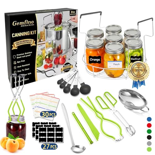 Gemfino Canning Supplies Starter Kit with Canning Rack,Canning Kit for Beginners - color: Neon Green