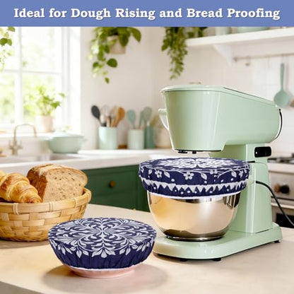 2 Large Reusable Beeswax Bowl Covers for Bread Proofing, 10/12 Inch Elastic Beeswax Wraps Cotton Cloth Sourdough Bowl Covers for Proofing Baskets, Mixer Bowls, Food Storage Containers - color: Starflower