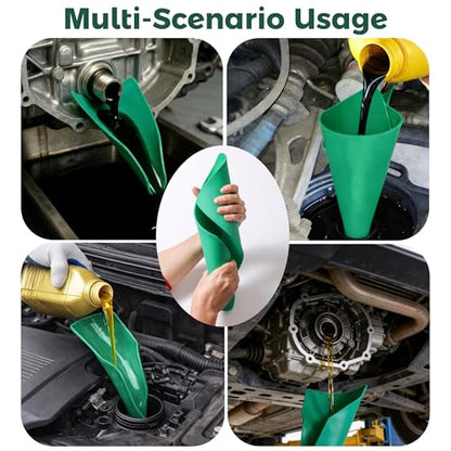 Flexible Silicone Oil Funnel for Oil Change | Reusable Moldable Drain Tool, Spill-Free Filling and Draining for Car, Motorcycle, Truck, Lawnmower Mechanics