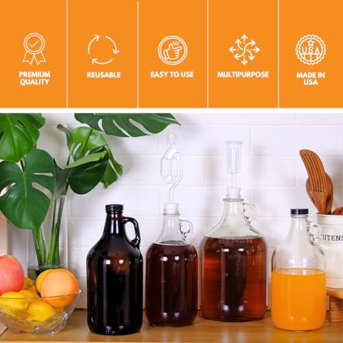 Home Brew Ohio 1 Gallon Glass Water Bottle Includes 38 mm Metal Screw Cap - style: 1pack 1 Gallon Growler