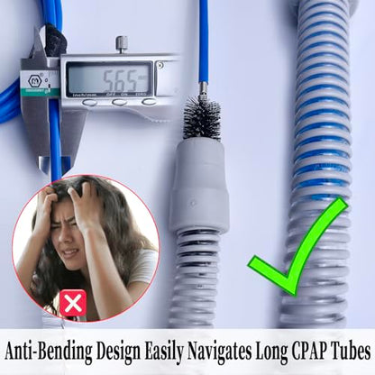 Thickened CPAP Hose Cleaner Brush Kit – Anti-Bending Dual-Ended Long Brush with Protective Sleeve, Mask Brush, Drip-Dry Hook, Fits 15-22mm Tubes, Complete CPAP Cleaning Supplies - color: Black