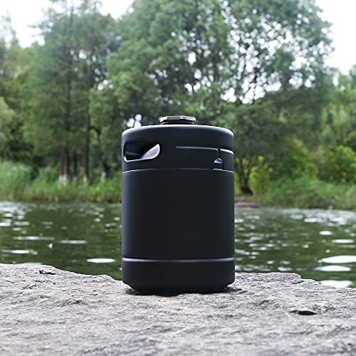 64OZ Mini Keg Growler, Stainless Steel Home Keg with No Scratch Matte Black Powder Coated to Keeping Fresh for Homebrew, Craft and Draft Beer