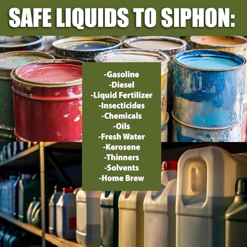 The Original Safety Siphon 6 Foot Hose For Gasoline And More - 3/4" Valve Siphon Pump - Use for Cars, Boats, Mowers - Self Priming Pump Transfers 3.5 Gallons per Minute - FDA Food Grade for Home Brews