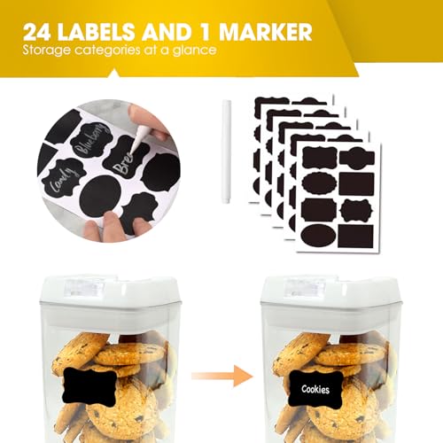 Airtight Food Storage Containers with Lids,7 PCS BPA Free Kitchen Canisters for Pasta,Dry Food,Flour and Sugar,Plastic Canisters for Pantry Organization and Storage