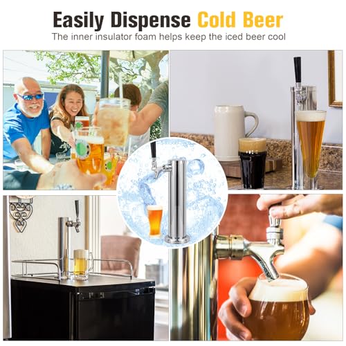 Beer Tower Single Tap Draft Beer Tower, Stainless Steel Keg Tower, 3" Tap Tower dispenser with Pre-Assembled Tubing and Self-Closing Spring, Single Kegerator Tower Dispenser for Party Bar - size: Single Tap Beer Tower