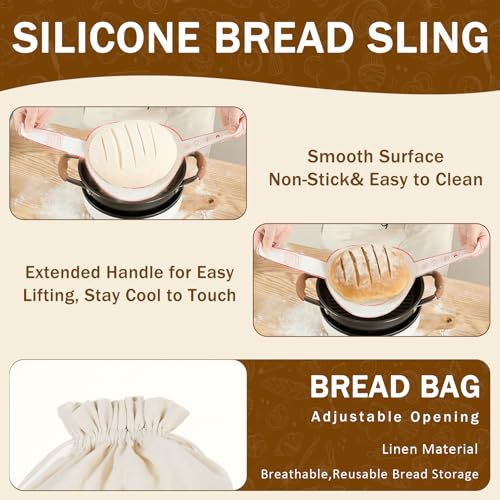 Sourdough Starter Kit, Sourdough Bread Baking Supplies -10" Round Oval Banneton Proofing Baskets, 32 oz Sourdough Starter Glass Jar, Bread Making Tools, for Bread Making/Baking Fermentation