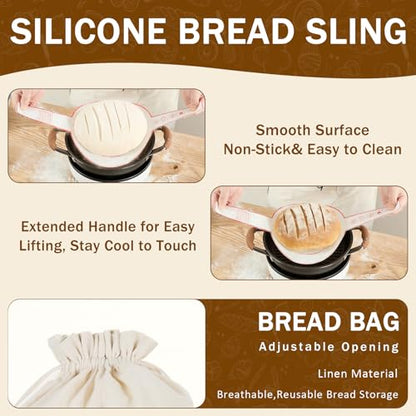 Sourdough Starter Kit, Sourdough Bread Baking Supplies -10" Round Oval Banneton Proofing Baskets, 32 oz Sourdough Starter Glass Jar, Bread Making Tools, for Bread Making/Baking Fermentation