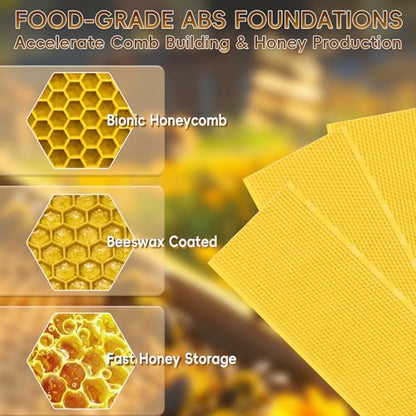 10 Pack Bee Frames Medium Unassembled, Wooden Beehive Frames with Plastic Beeswax Coated Foundations for Medium Super Box (Yellow) - color: Yellow