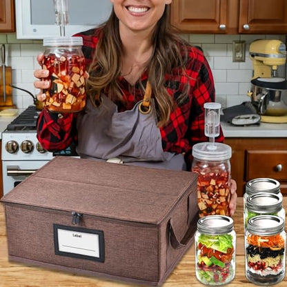 32 oz Mason Jar Storage Containers - Sturdy Canning Jar Storage Boxes Organizer, Foldable Carrier Bag with Handles and Dividers, Holds 12 Quart Mason Jars, Home Canning Supplies (Quart) - size: Quart