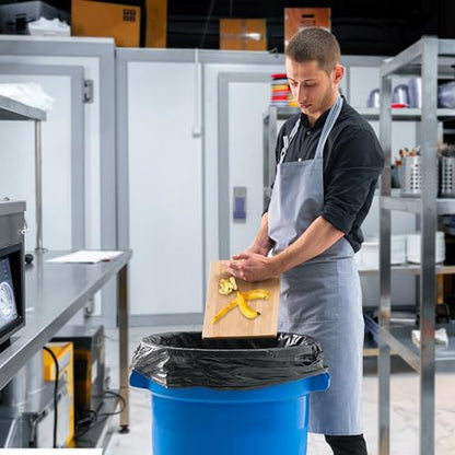 PRO&Family Commercial Round Trash Can, Ingredient Bin, Heavy-Duty Plastic, Anti-Static, Kitchen, Office, Outdoor Use (Blue, 32 Gallon) - color: Blue, size: 32 Gallon