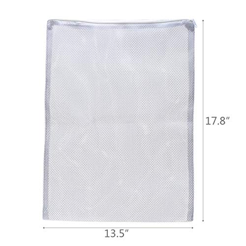 ALEGI Aquarium Mesh Bags Large Filter Media Bags, 17.8" by 13.5", 4pcs | Plastic Zipper, White Net Bags, For Bio Balls & Ammonia Remover