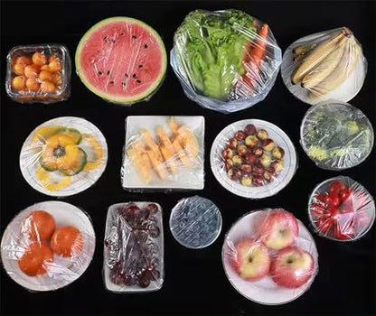 300PCS Disposable Bowl Covers Canning Lids, Plastic Bowl Covers Food Cover Stretch Edging, Flexible Storage Packaging for Storage Containers, Plastic Lids for Disposable Cling Bags for Household