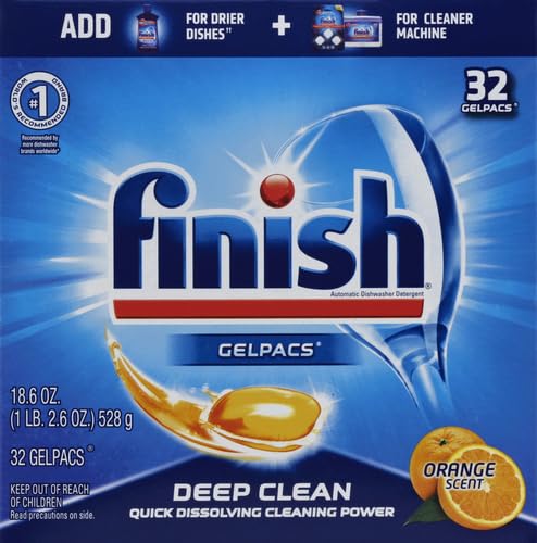 Finish Gelpacs Dishwasher Detergent, Orange Scent, 32 Count - size: 32 Count (Pack of 1)