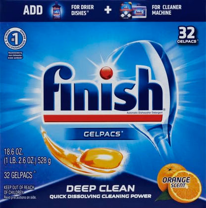 Finish Gelpacs Dishwasher Detergent, Orange Scent, 32 Count - size: 32 Count (Pack of 1)