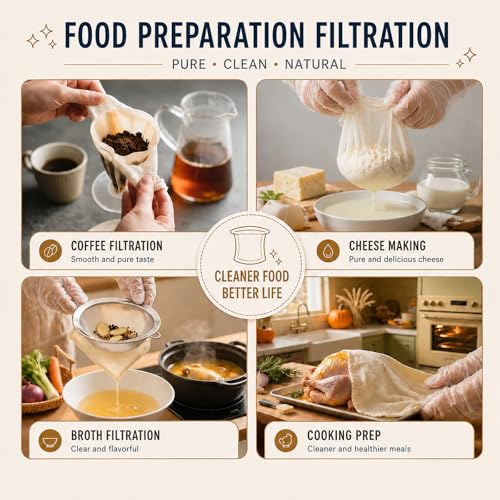 Cheese Cloths, 5 Pcs Organic Cheesecloth for Straining Cooking | 3 Sizes Reusable Cheese Cloth, Grade 100, Unbleached Cotton Muslin Cloth with Hemmed Edges, 36x36/20x20/15x15 Inch