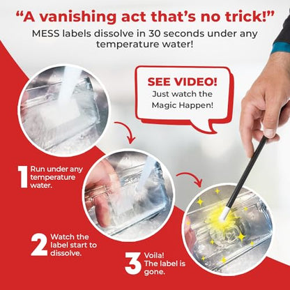 Dissolvable Food Labels, Fill in, 2x2 in, 200/Roll, Freezer, Canning Jars | Melts away in 30 seconds in water, no soaking, scrubbing, or residue, write on with pen or marker, meal prep, spice tins - size: 2x2"