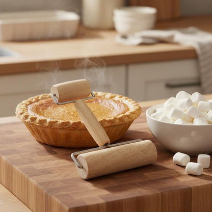 Mrs. Anderson's Baking Double Dough Roller, Wood With Iron, 4.125-Inch And 2.375-Inch, Smooth Even Rolling For Dough And Pastry - style: Double Dough Roller