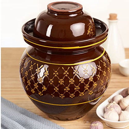 ZHOUXIAO Pickle Jar Ceramic Jar with Lid,Traditional Chinese Fermentation Kit Crock with Water Seal Airlock Lid, Fermentation Jar for Kimchi,Sauerkraut,Kombucha Jar 5KG