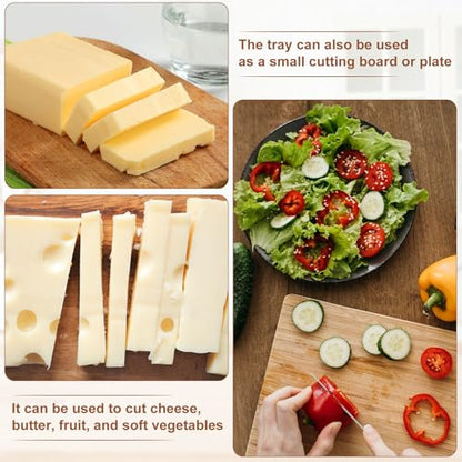lasuroa Stainless Steel Cheese Cutter and Butter Slicer - Multifunctional Kitchen Food Tool for Block Cheeses and Butter - style: Butter Slicer+Trays