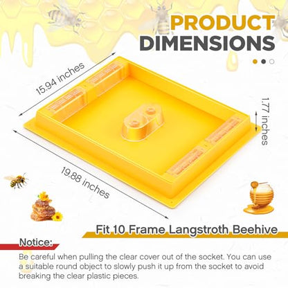 10 Frame Bee Top Feeder, Assembled Plastic Beehive Candy Board Feeder for Feeding Water or Sugar Cake to Bee Hives Beekeeping Supplies Tool Equipment 1.2 Gallon, Easy to Use