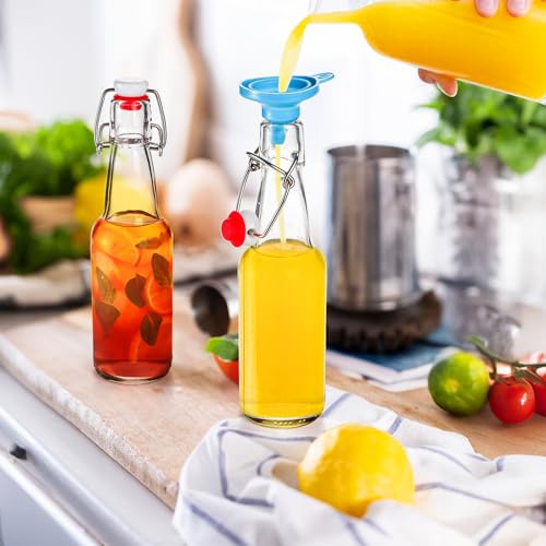 Jucoan 10 Pack 8 oz Swing Top Glass Bottles with Stoppers, Flip Top Glass Bottles Hot Sauce Bottles for Vanilla Extract, Syrup, Limoncello, Flavored Oils, Coquito