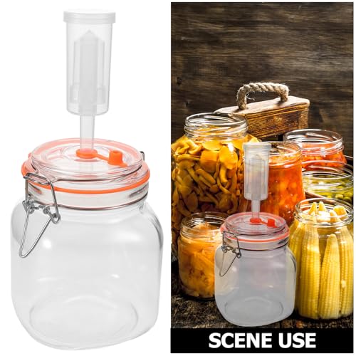 Fermentation Jars with Airlocks & Weight - 1L/32oz Mason Jar Fermentation Kit with Lid - Sourdough Starter Crock for Veggies, Sauerkraut