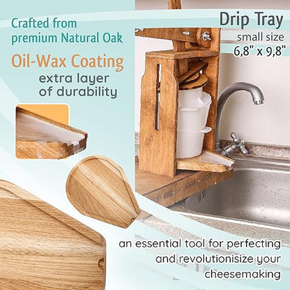 Cheesemaking Draining Tray Natural Oak Drip Tray Small 6,8" x 9,8" - Cheese Makers