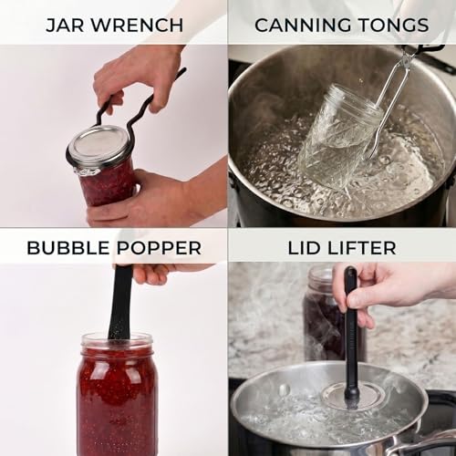 Canning Supplies Starter Kit Canner Tools for Water Bath and Pressure Canning Utensil Set includes Jar Lifter, Tongs, Funnel, Wrench, Lid Lifter for Beginners - color: Canning supplies kits