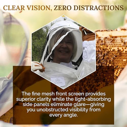 Bee Keeper Hat with Veil, Ventilated Fencing-Style Beekeeping Veil, Bee Protective Gear for Men & Women, Comfortable Mesh for Beekeeping, Beekeeping Supplies - XL+ - size: XL+